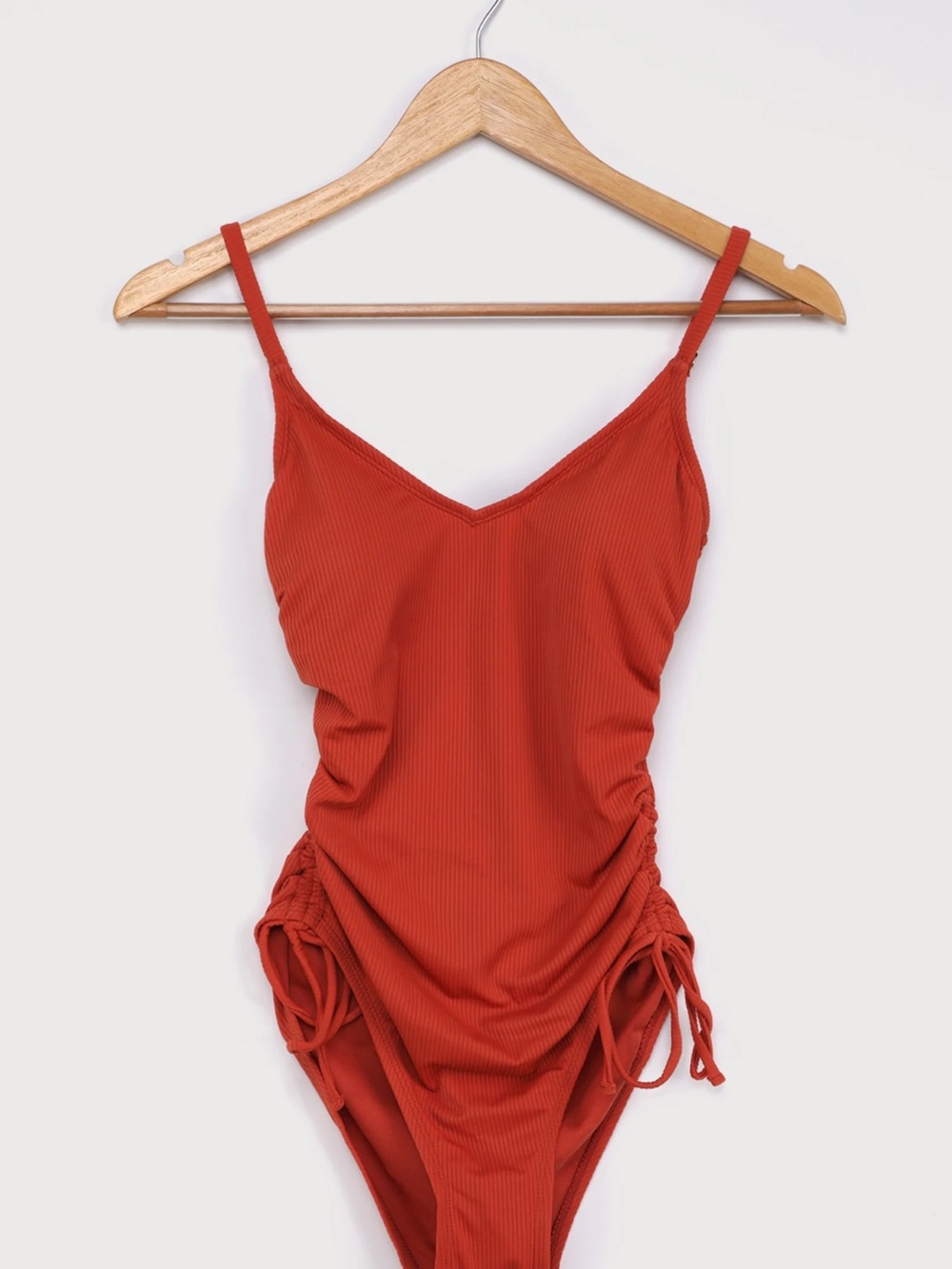 Lulu's Rust-Red Ribbed One-Piece Swim